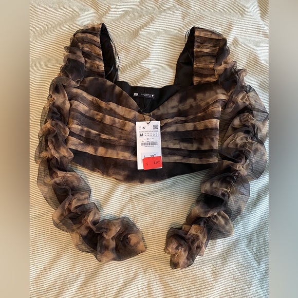 Zara mesh tulle cropped longsleeve - Picture 1 of 3